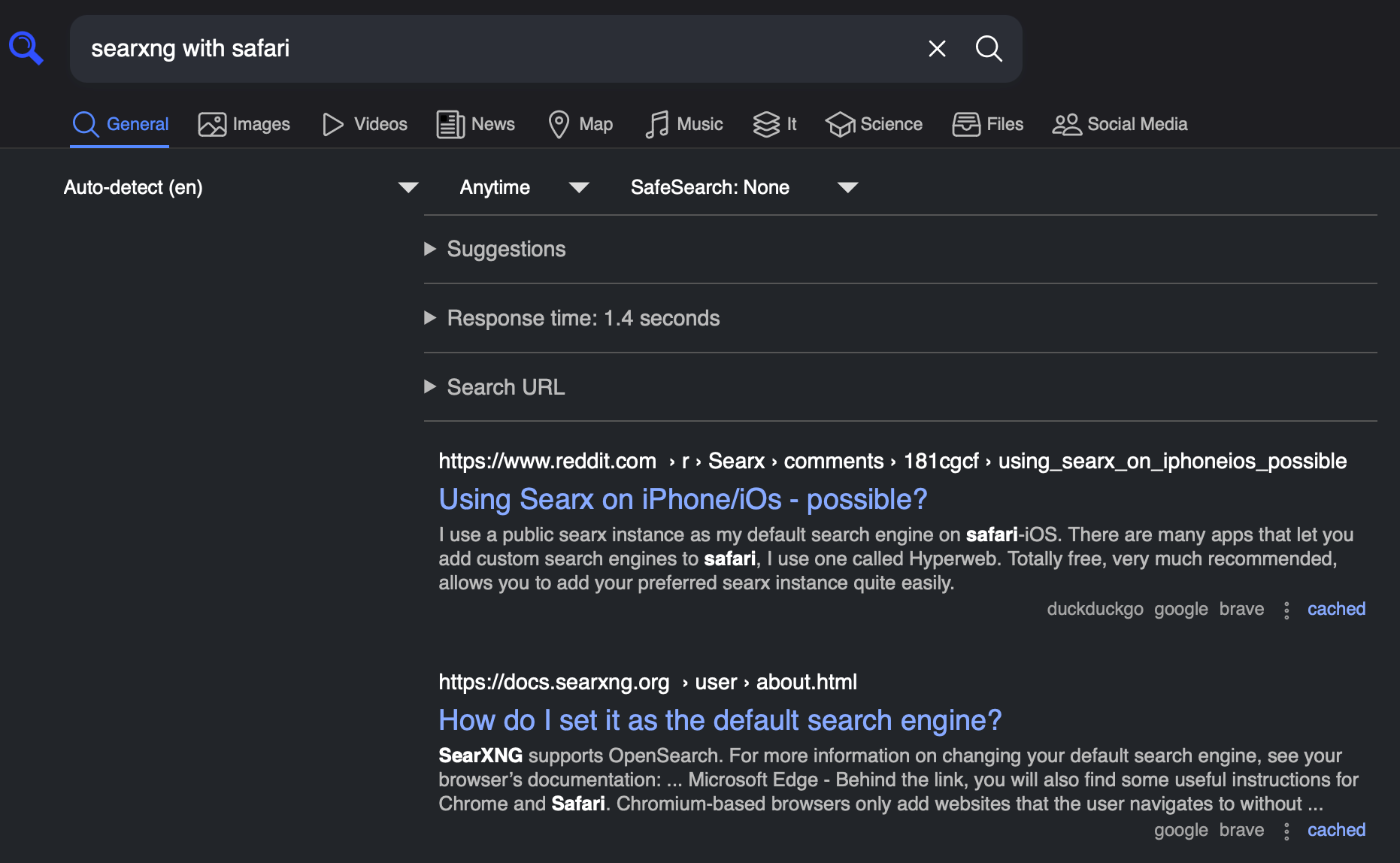 Testing out SearXNG
